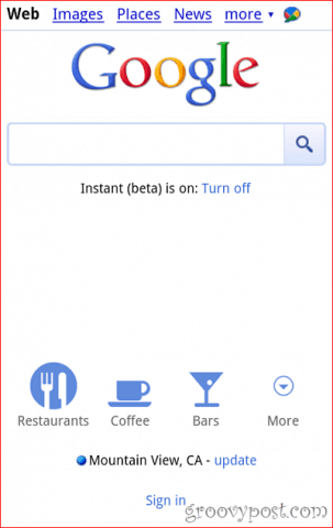 gumbi za lokacijo Google Mobile
