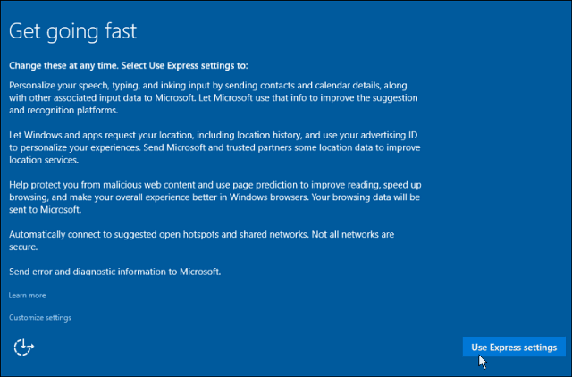 Nastavitve epressa Windows 10