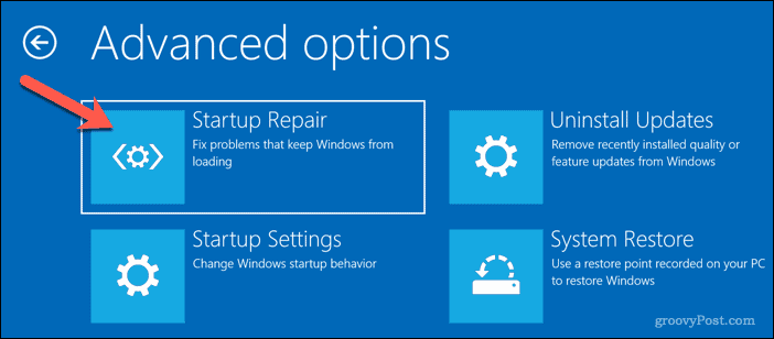 Zagon samodejnega popravila v sistemu Windows 10