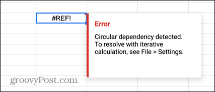 krožna referenca google sheets