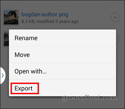 Izvoz Dropbox na izvoz SD