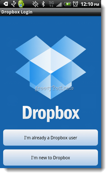 Android Dropbox Namestite prijavo za Dropbox