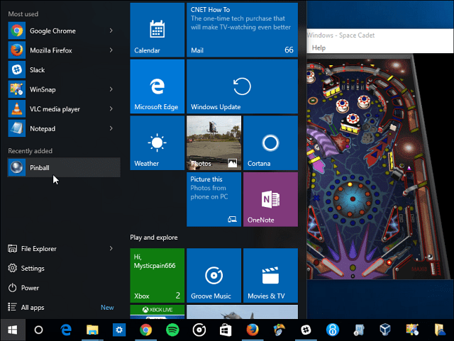 Vesoljski kadet Windows 10