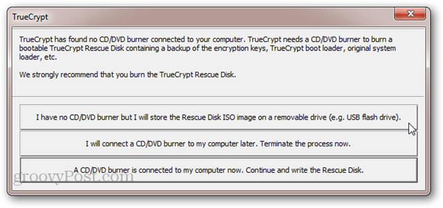 TrueCrypt gorilnika CD / DVD