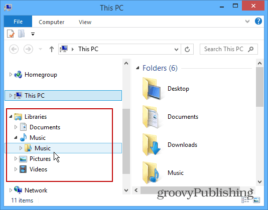 Namig Windows 8.1: Vrnite knjižnice v File Explorerju