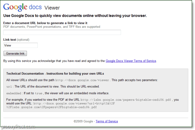 google pregledovalnik dokumentov vam omogoča ogled katerega koli spletnega dokumenta