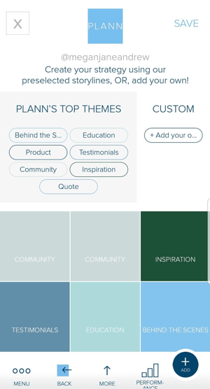 Za načrtovanje vsebine virov v Instagramu v Plannu uporabite barvno označene ograde.