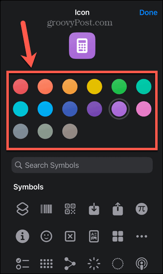 barva ikone bližnjice iphone