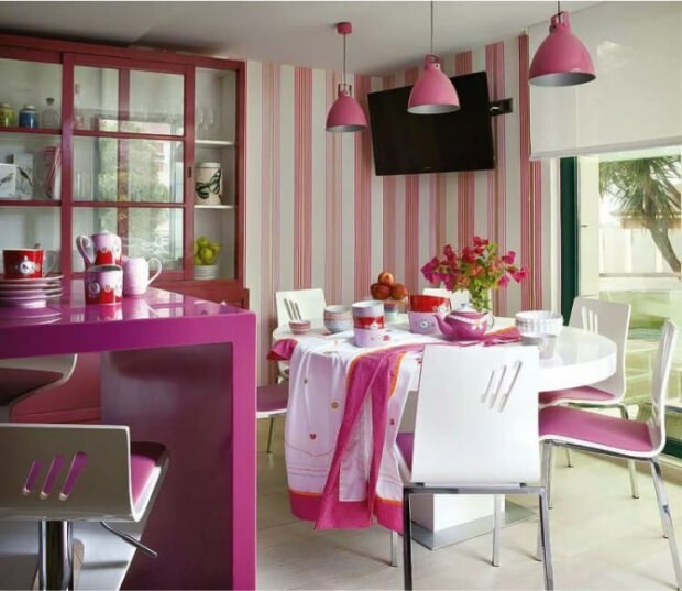 Sodobna priporočila za dekoracijo kuhinje v roza barvi