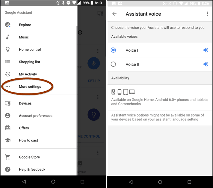 Spremenite glas Google Assistant