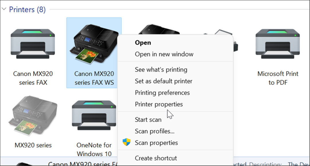 lastnosti tiskalnika delijo tiskalnik v sistemu Windows 11
