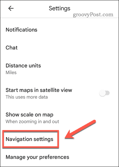 Odprite nastavitve navigacije Google Maps