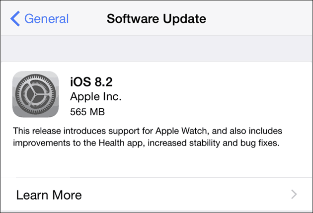Apple iOS 8.2 za iPhone in iPad - Posodobitev programske opreme