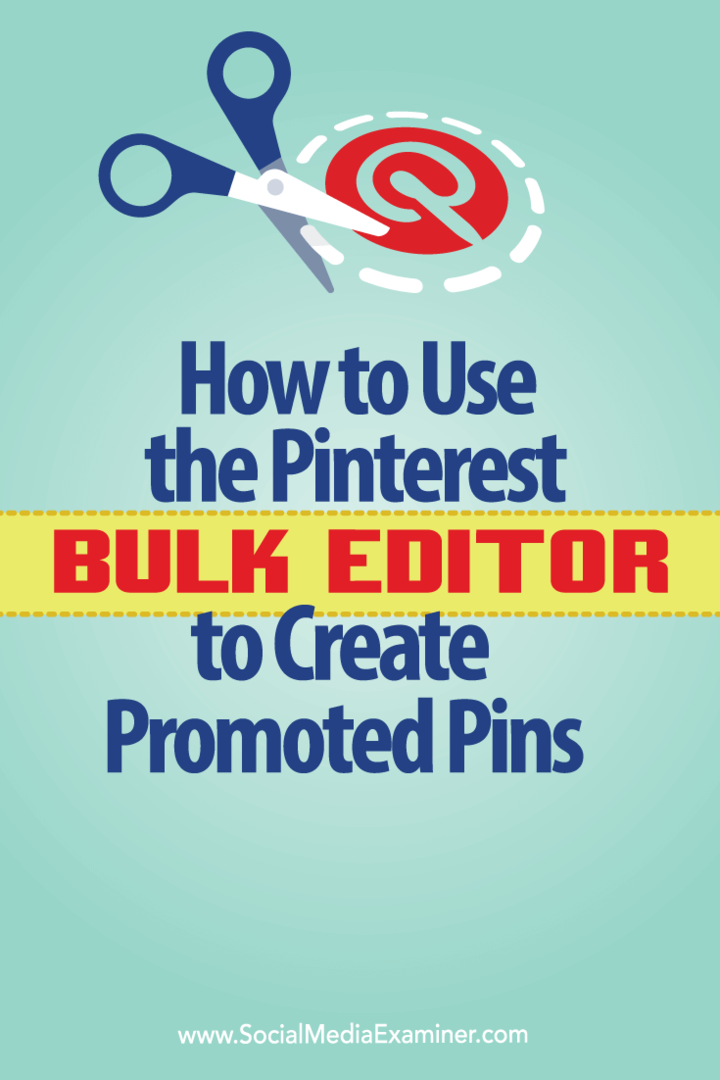 Kako uporabiti urejevalnik Pinterest Bulk Editor za ustvarjanje promoviranih zatičev: Izpraševalec socialnih medijev