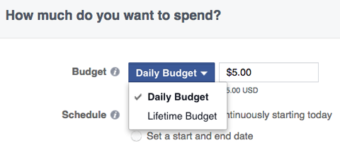 možnosti proračuna za facebook oglase