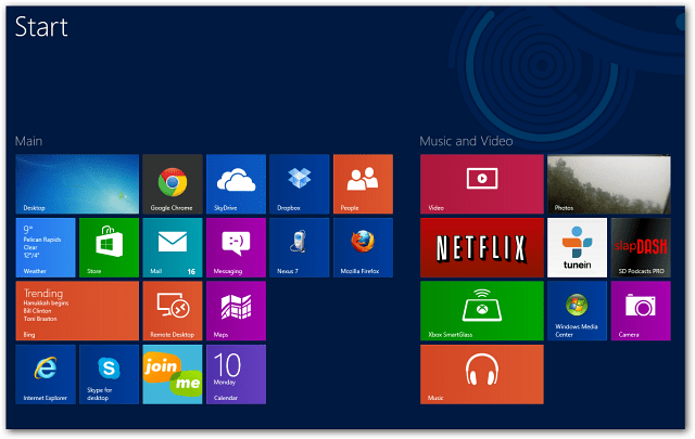 Štiri vrstice aplikacij za Windows 8