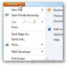 Odprte možnosti strežnika Firefox
