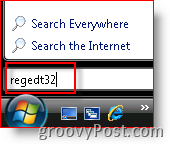 Windows Vista Zaženite regedt32 iz iskalne vrstice