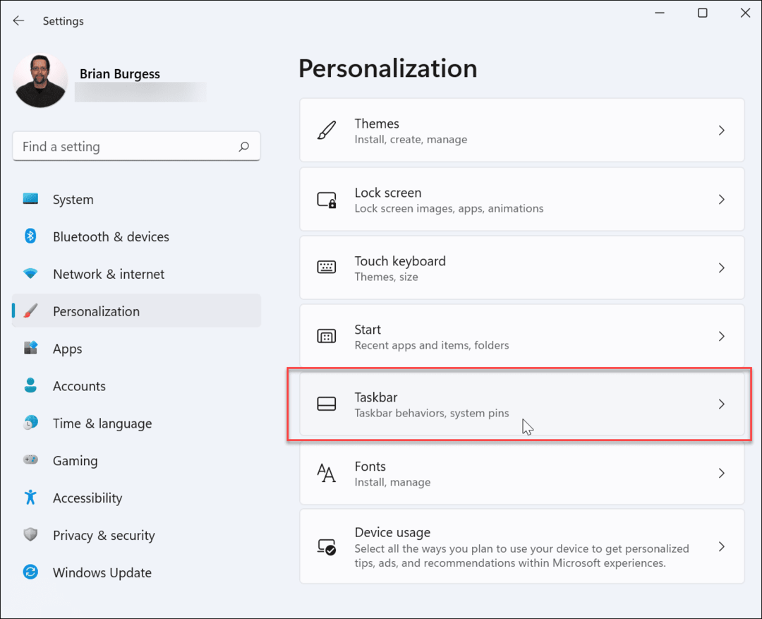 personalizacija opravilne vrstice Nastavitve sistema Windows 11