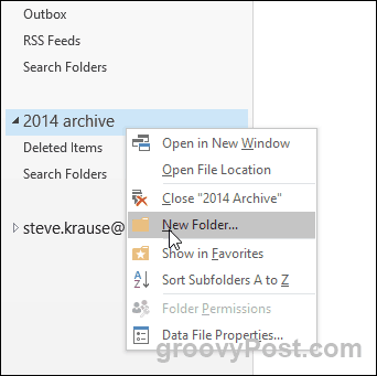 Outlook 2016 - Ustvarite novo mapo v datoteki PST