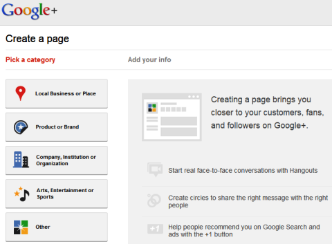 Strani v storitvi Google+ - ustvarite stran