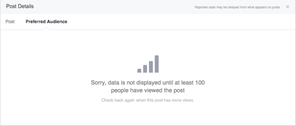 statistika optimizacije občinstva na Facebooku