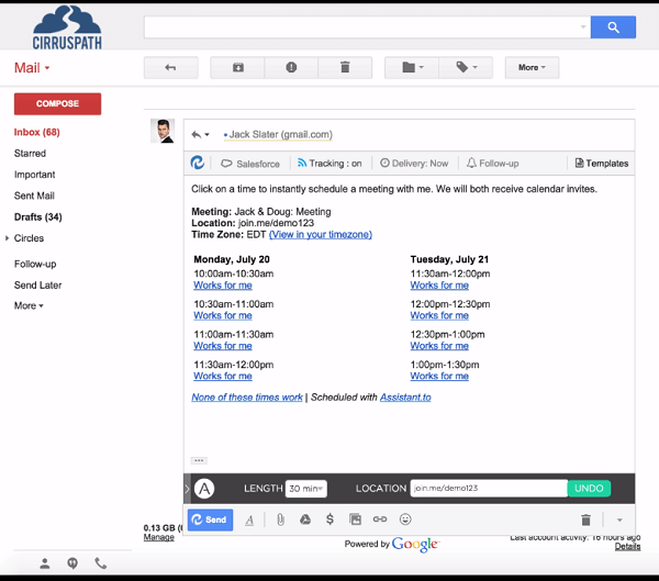 Preprosto razporejajte sestanke prek Gmaila z Assistant.to.