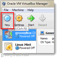 Ustvari nov VM v Virtualboxu
