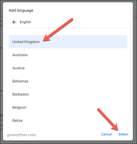 Izbira želenega jezika v storitvi Google Drive
