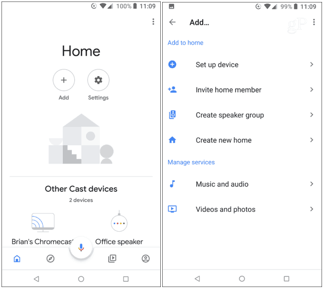 Dodajte napravo Google Home App