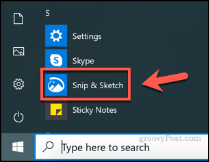Zagon Snip in Sketch v sistemu Windows