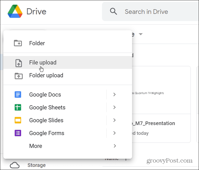 naložite PPTX v Google Drive