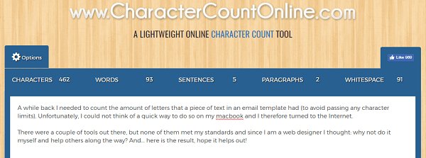 Uporabite CharacterCountOnline.com za štetje znakov, besed, odstavkov in še več.