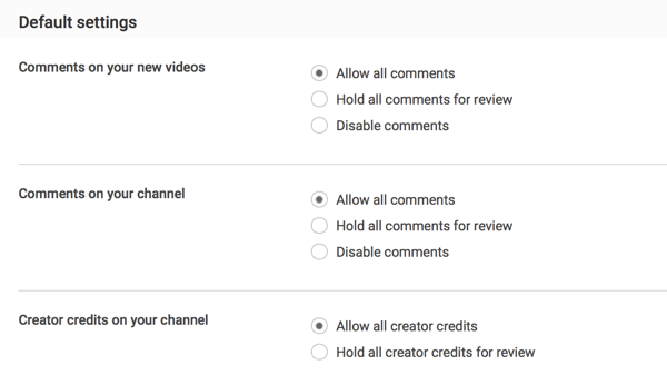 Ob oddaji lahko dovolite vse komentarje ali jih zadržite za pregled, odvisno od vaših nastavitev za moderiranje v YouTubu.