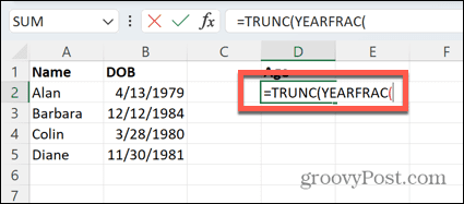 funkcija excel yearfrac