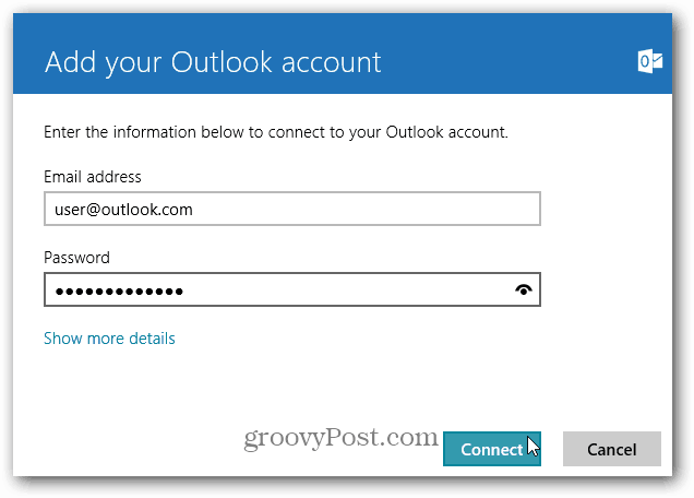 Dodajte svoj Outlook.com naslov v Windows 8 Mail