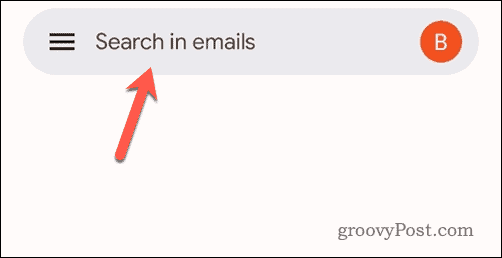 Tapnite iskalno vrstico v Gmailu za mobilne naprave
