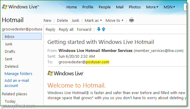 vaš e-poštni naslov v vaši domeni iz Windows v živo
