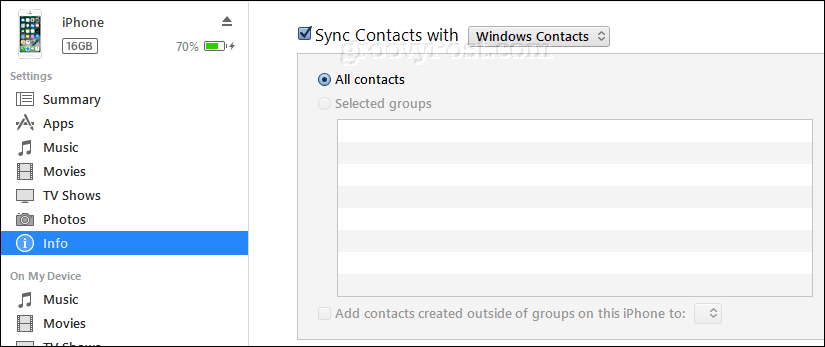 sinhronizirati iphone kontakte z Windows kontakti s pomočjo itunes