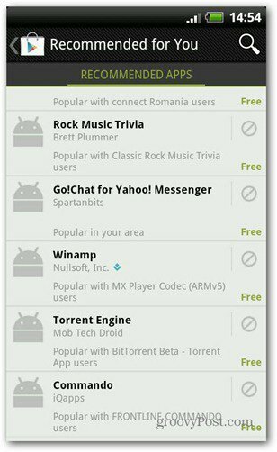 Google Play Store vam priporoča aplikacije