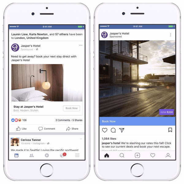 Facebook dodaja družbeni kontekst in prosojnice dinamičnim oglasom za potovanja.