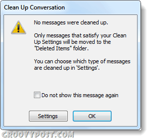 Outlook 2010 brez e-poštnih sporočil za čiščenje