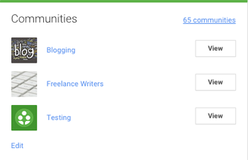 skupnosti google +, navedene v profilu