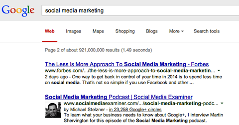 iskanje trženja v družabnih omrežjih na google +
