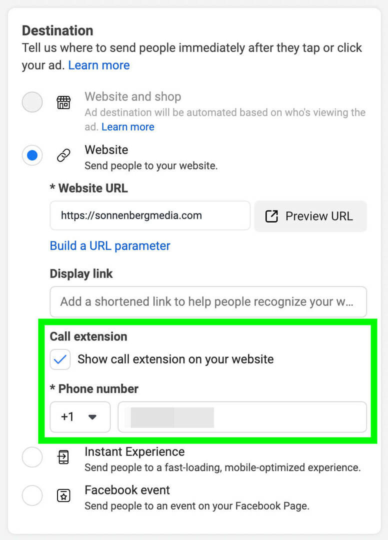 how-to-use-the-meta-call-ads-pred-call-business-feature-ad-level-enter-landing-page-url-check-call-extension-box-enter-business-phone-number- primer-11