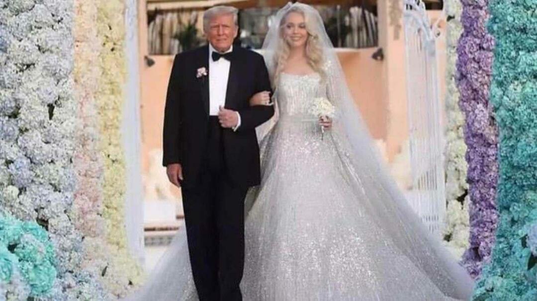 Poroko je zaznamovala poročna obleka Tiffany Trump