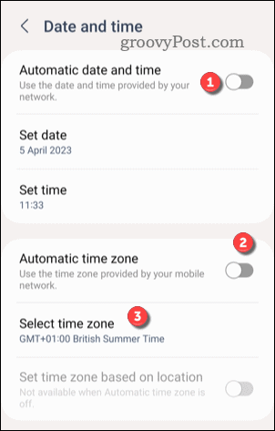 Nastavite časovni pas po meri v sistemu Android