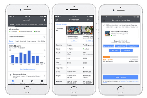 Facebook je predstavil nova orodja, optimizacije in vire za Ads Manager v mobilnih napravah.