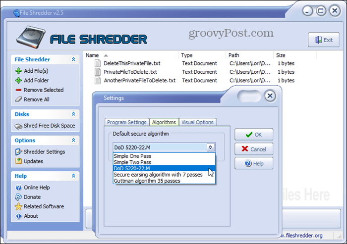 File Shredder varno brisanje orodje za Windows
