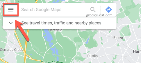 Ikona menija hamburgerja Google Maps